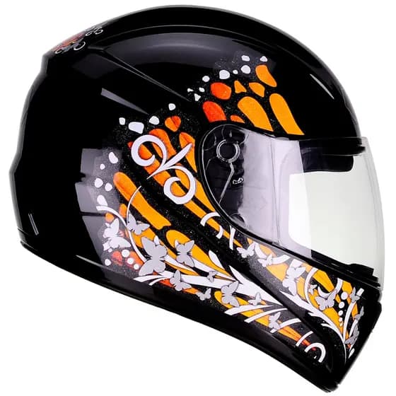 Capacete de Moto F-9 FLY Butterfly Preto com Laranja