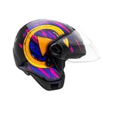 Capacete Aberto Freeway M Play Preto Roxo Brilhante ~ Peels
