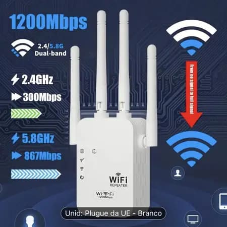 Repetidor WiFi  – Amplificador de Sinal Ultra Rápido e Forte 110V/220V – Modelo G8