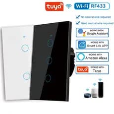 Interruptor Inteligente WiFi Tuya Touch Parede 2/3/4 Botões Compatível Alexa Google Home