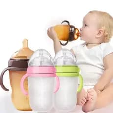 Mamadeira de Silicone Nano 240ml – Ideal para Desmame de Bebês 0 a 3 Anos, com Alça Ergonômica