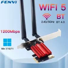 Placa Adaptadora Wi-Fi 5G 5GHz e Bluetooth 4.0 PCIe x1 Fenvi AC1200 – Conexão Rápida e Estável