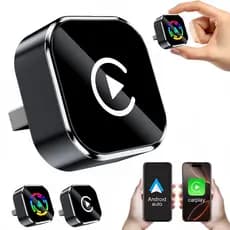 Adaptador CarPlay e Android Auto Sem Fio 2 em 1 Mini Box AI WiFi Bluetooth Conexão Rápida Plug and Play