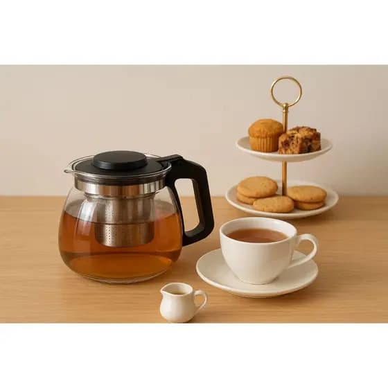 Chaleira de Vidro 900ml com Infusor de Aço Inox para Chá e Ervas