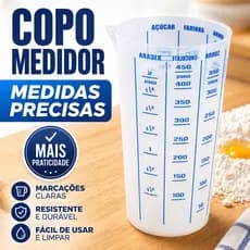 Copo Medidor Dosador Transparente Graduado 500 ml Para Receitas Culinária Cozinha