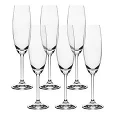 Conj. 6 Taças Champanhe Em Cristal Line 220ml - Bohemia