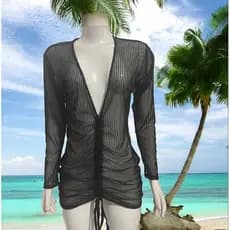 Saída de PRAIA GRINGA no tule canelado M e G Mulher Biquini LUZEANE vestido de praia verão férias