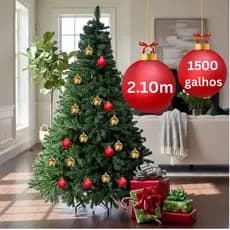 Árvore de Natal Luxo 210cm com 1500 Galhos e Base de Ferro – Grande, Realista e Desmontável