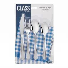 Kit Faqueiro 16 Peças Aço Inox Jogo de Talheres Para Bife Inox Class Home Urban Premium