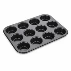 Forma Cupcake 12 Cavidades Antiaderente Teflon Aço Carbono Pão de Queijo Muffin Grande