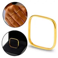 Anel Quadrado 100% Moeda Antiga Borda Arredondada Dourado