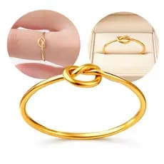 Anel Nozinho Nó Delicado em Moeda Antiga Feminino Dourado Minimalista