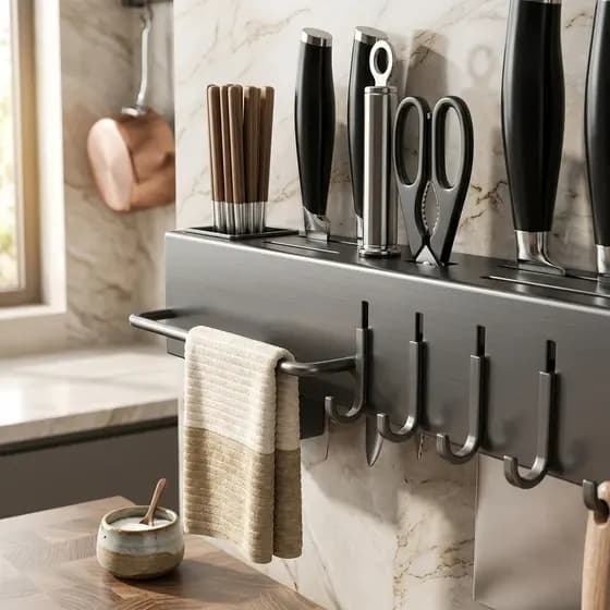 Suporte Organizador Utensilios 6 Ganchos  Colocar Tesoura Colher Faca Concha