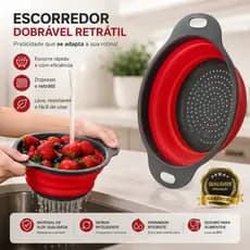 Escorredor Silicone Dobrável Retrátil 24cm Cozinha Frutas Massas Legumes