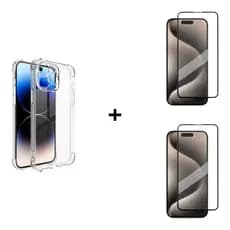 Capa + 2 Película 3D Vidro IPhone 16 Pro Max Capinha Transparente Anti Impacto Proteção Premium