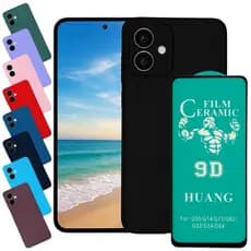 Kit Capa + Película Moto G54 / G64 Motorola Capinha Anti Impacto Premium Aveludada