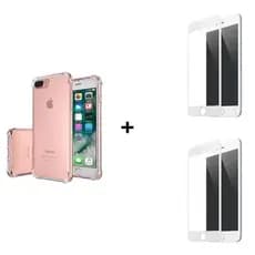 Capa + 2 Películas Para IPhone 7\8 Plus Capinha Transparente Anti Impacto Flexível Premium