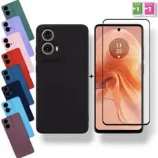 Capa + Película Moto G34 Capinha Aveludada Anti Impacto Motorola Proteção Premium