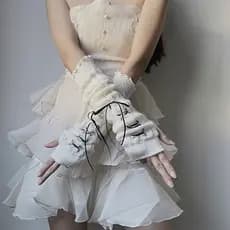 Estilo dos anos 2000 Luvas Milenar Hot Amarradas Estilo Japonês JK Lolita Girl Manga Longa de Lã Estilo Outono Inverno &