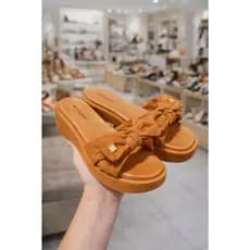 Chinelo Sandália Feminina Plataforma Casual Elegante com Laço