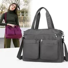 Bolsa Feminina De Nylon De Ombro Casual Lona Mensageiro Tecido Grande Capacidade para Sacolas Transversal
