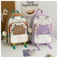 Mochila feminina genérica escolar faculdade de grande capacidade coloridas impermeável com pompom