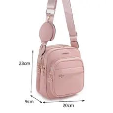 Bolsa Transversal Feminina Compacta com 3 Compartimentos e Porta-Moedas – Couro Sintético Premium