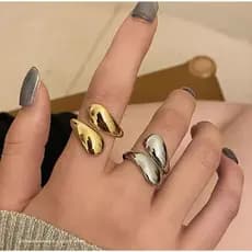 Anel de gota de água de metal simples retrô com abertura ajustável