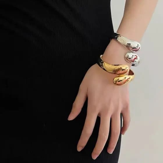 Pulseira simples de gota d'água dourada/prateada com brilho, joias femininas e acessórios para baile