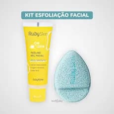 Esponja Limpeza Facial + Peeling Gel Esfoliante Ruby Rose® Remove Cravos e Impurezas