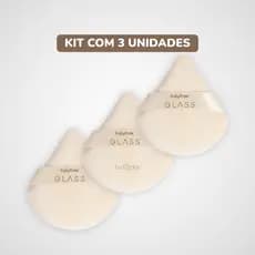 Kit 3 Esponjas de Maquiagem Powder Puff Glass Ruby Rose® Aplicação de Pó Baking Acabamento Aveludado