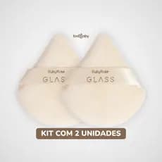 Kit 2 Esponjas de Maquiagem Ruby Rose® Powder Puff Glass Aveludada para Pó Alcança Áreas Difíceis
