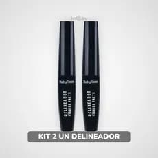 Delineador Líquido Kit 2 Unidades Traço Preciso Ponta Fina Cor Preta Ruby Rose® HB8406