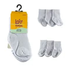 Kit 3 Pares Meia Bebe Infantil  Algodão Tamanho 16 A 22 - LEKE MEIAS