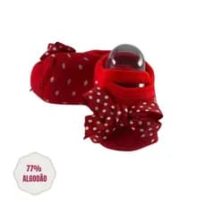 Sapatinho Meia Primeira Sapatilha Vermelho Para Bebê Menina - LEKE MEIAS