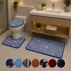 Conjunto de 9 Tapetes Antiderrapantes para Banheiro Laváveis Com Superfície Macia