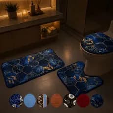 Kit Tapetes Antiderrapantes para Banheiro 9 Peças Superfície Macia e Lavável