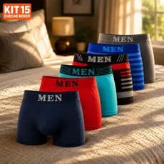 Kit Até 15 Cuecas Boxer Masculina Premium Sem Costura Adulto Macia para Trabalho e Lazer