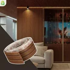 Ripado Linear Eva Cinamomo Autocolante 10m Amadeirado Painel Flexibilidade Moderno Sofisticado