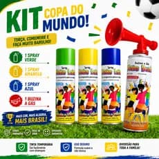 Kit Spray Colorido para Cabelo Verde Amarelo Azul + Buzina Torcida Festa e Eventos
