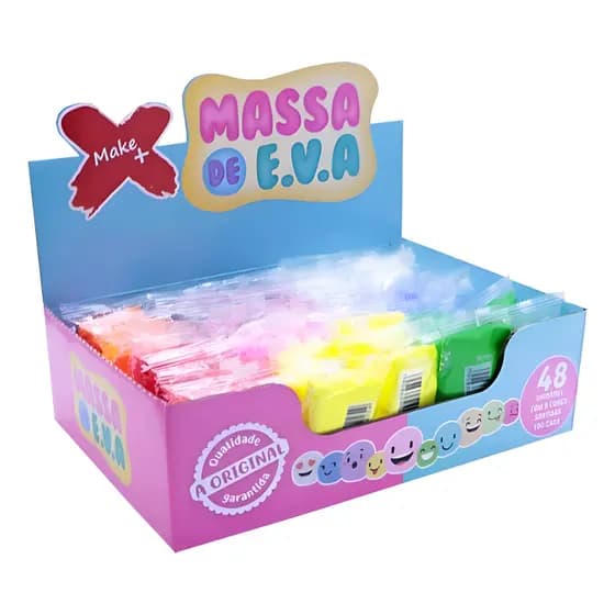 Massa De Eva 480g Make + Massa De Alta Qualidade 48 Unidades Sortida Relaxante Infantil