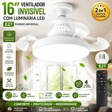 Ventilador de teto pequeno invisível com luz e controle remoto, 16 Polegadas 40cm Silencioso para Quarto