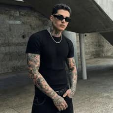 Camiseta Americana Caneladas Slim Fit Básicas Streetwear RAPPER Lisa Justa Ribana Premium Slim