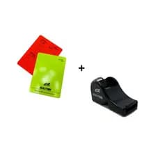 Kit Profissional de Arbitro Juiz de Futebol Campo Quilmes - Cartão( Vermelho e Amarelo) + Apito Prof. 115 Decibeis