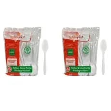 Kit 2 Colher Descartável Refeição Goldenplast Branca 100un