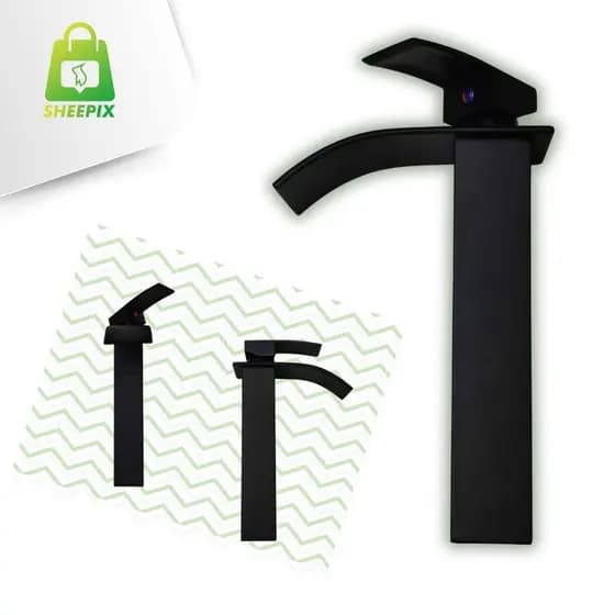 Torneira Monocomando Banheiro Cascata Preta Bica Alta - Preto - Fosco
