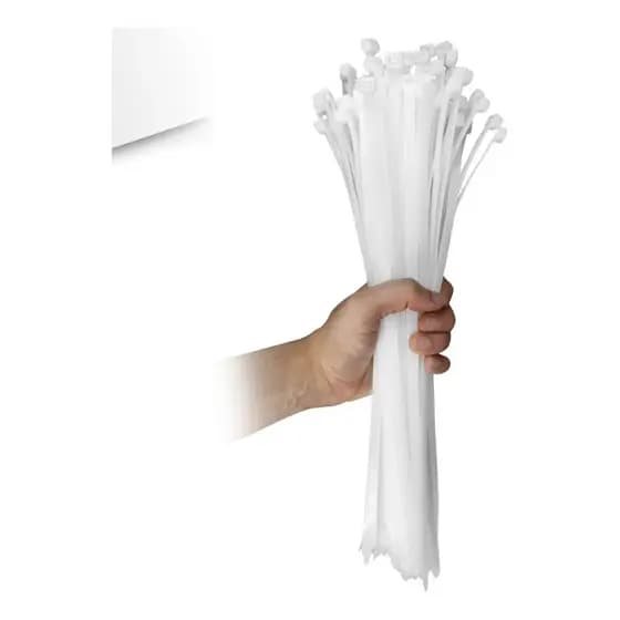 ABRACADEIRA EM NYLON BRANCO 200X3,6MM PACOTE COM 100 UNIDADES