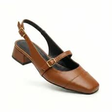Scarpin Feminino Sapato Slingback Bico Quadrado com Fivelas Confortável Lançamento Mary Jane