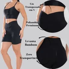 Shortinho Feminino Academia Cós Transpassado Push Up para Musculação