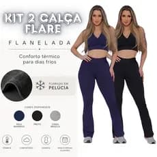 Kit 2 Flare Aveludada Calça Cintura Média Suplex Calca Feminina Outono